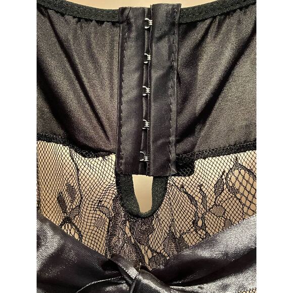 Slinky Black Floral Lacy Babydoll Lingerie with Eyelash Accents S/M - Picture 4 of 10